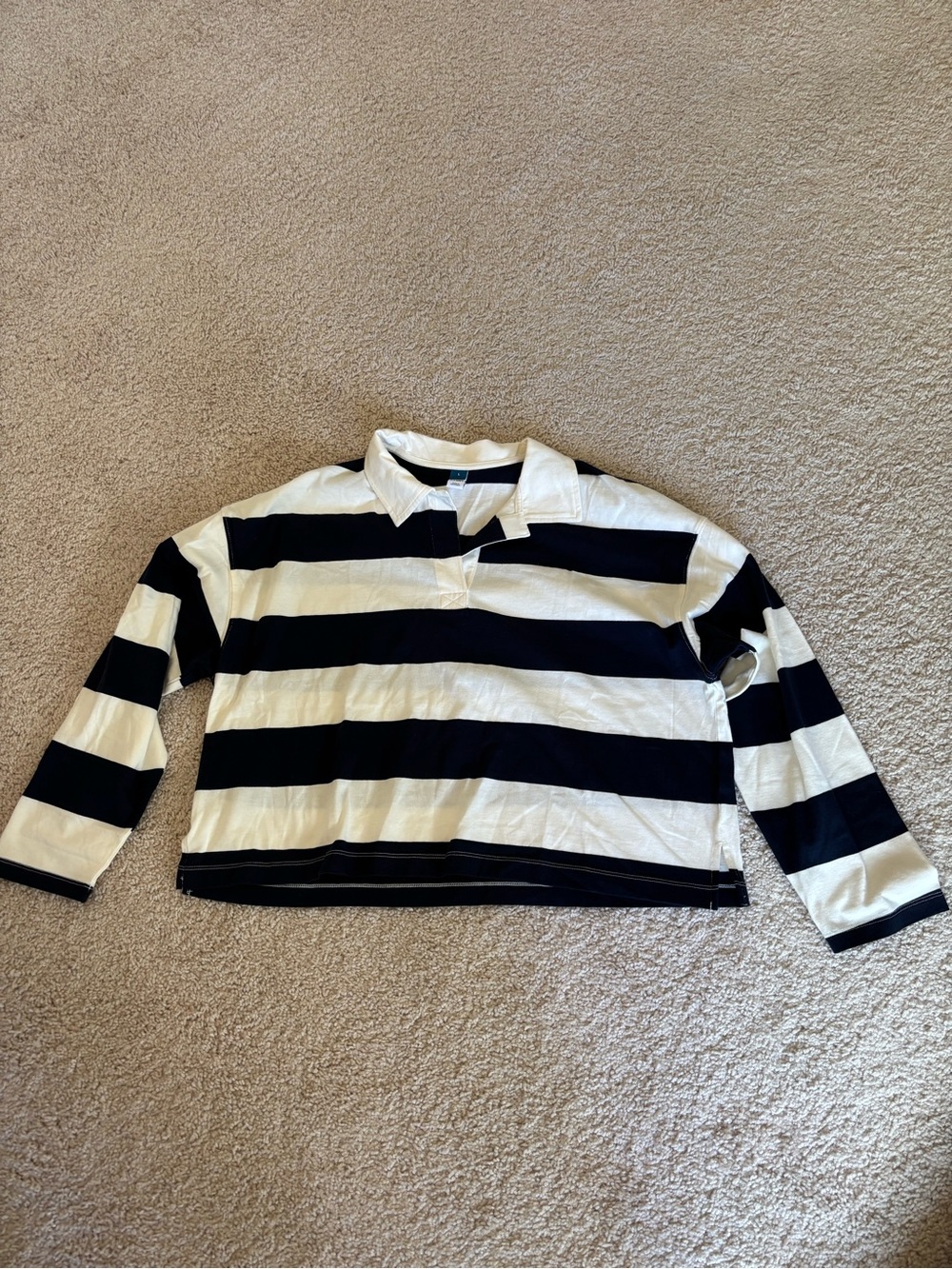 NWOT Old Navy Classic Blue & White Striped Rugby Polo Top